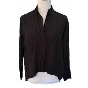 Dorothee Schumacher Silk Blouse •Women S• Black Button Down Up Collared Shirt